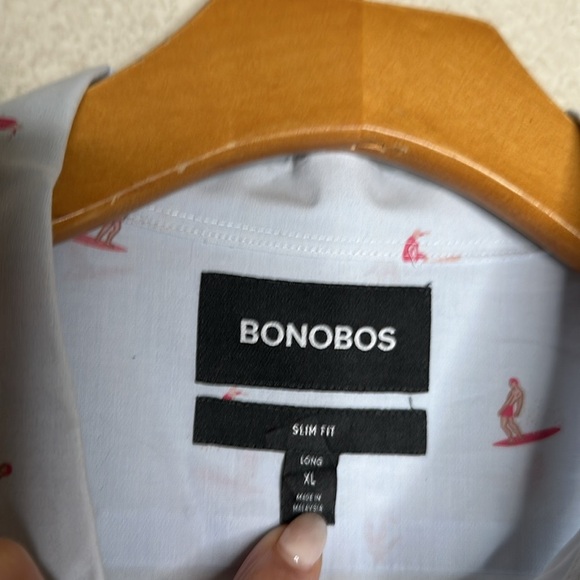Bonobos Novelty Print Surfers Button Down Shirt Size XL Beach Coastal Summer - Picture 3 of 8